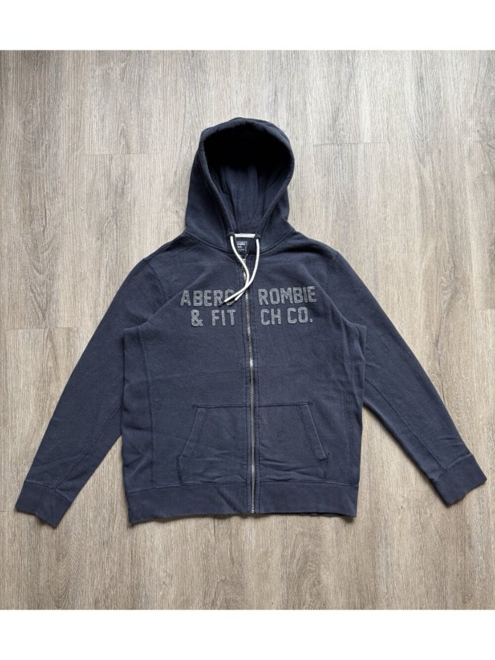 Rare Vintage Y2K Abercrombie & Fitch Co Full Zip Navy Blue Hoodie Medium Hype